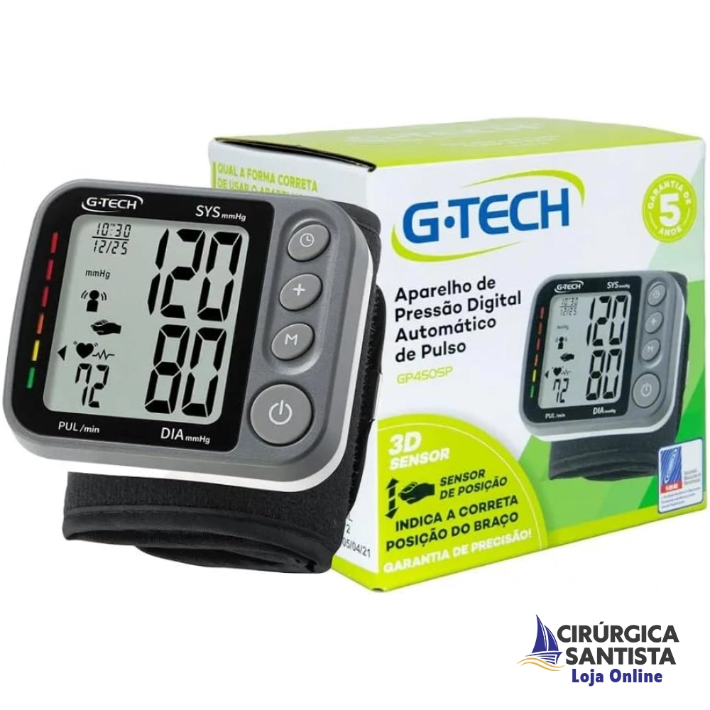 Aparelho de Pressão Digital de Pulso G-Tech GP450sp com Tecnologia 3D Sensor